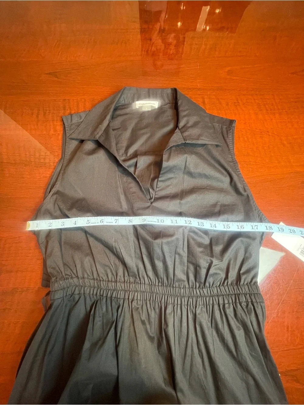 NWT Calvin Klein Black Cotton Midi Shirt Dress Size 8 Open Back Poplin Utility - Picture 7 of 13